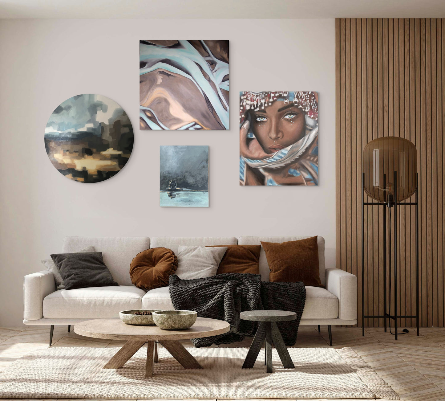 Hand painted abstract round - #BLB