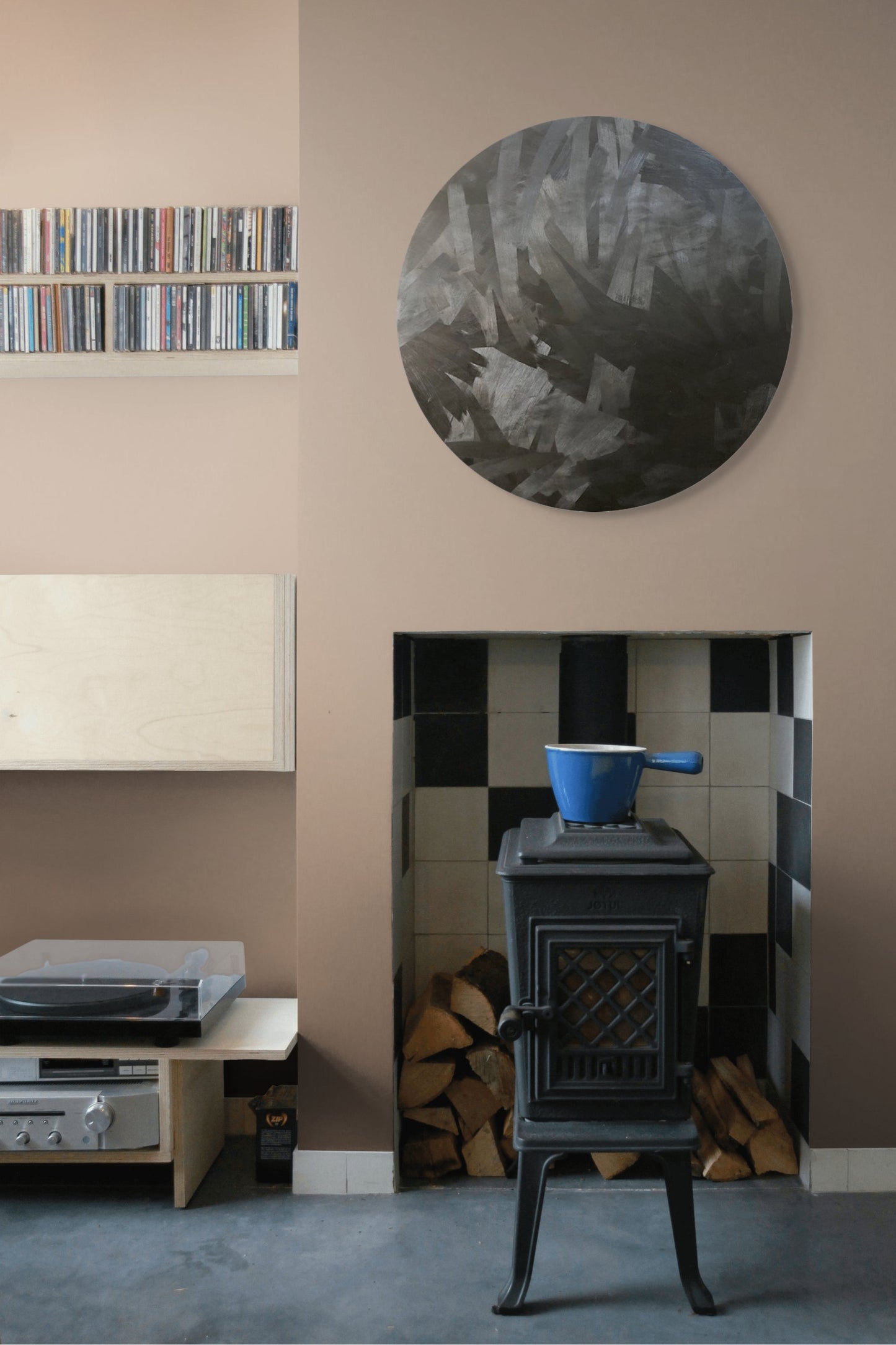 ABA hand painted abstract round #Blk