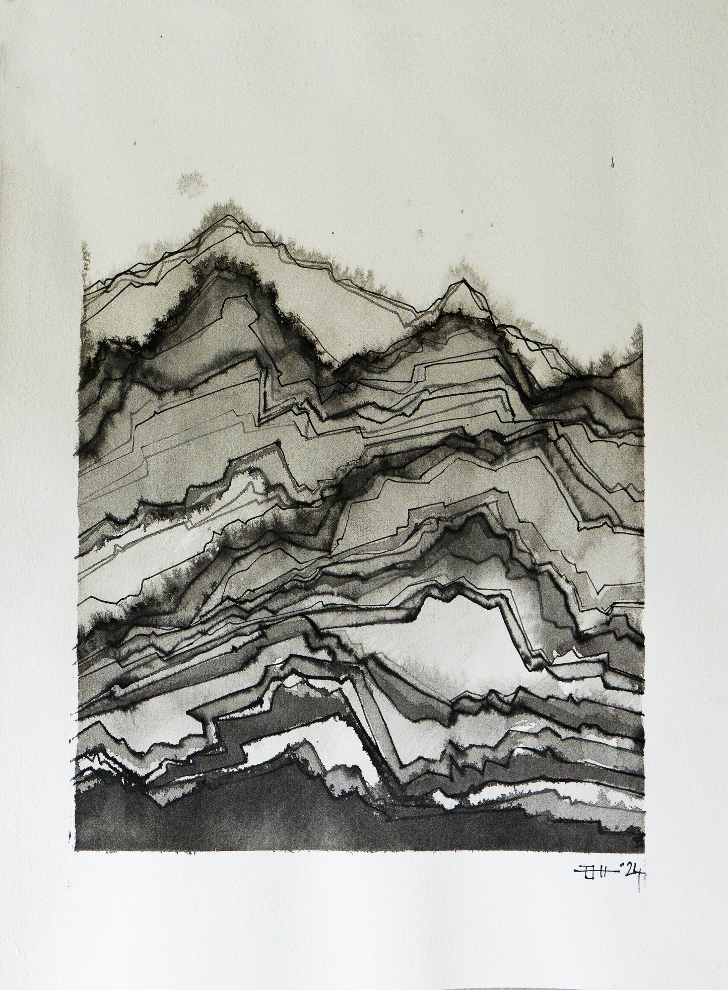 Mountains in wash - WOP portrait A3