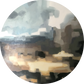 Hand painted abstract round - #BLB