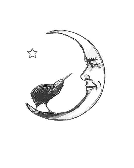 Kiwi and the Moon - White